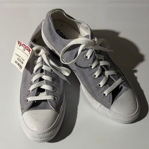 Converse Gray Canvas Low-Top Sneakers with White Trim